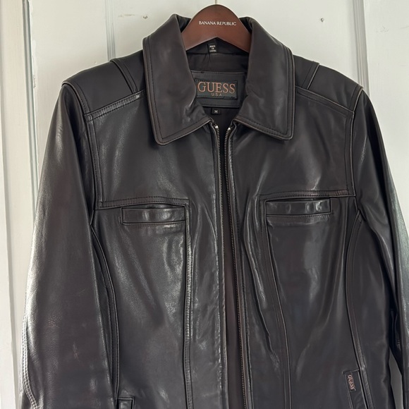 GUESS Vintage 1990’s Genuine Leather Jacket Size M - Picture 4 of 10